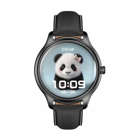 COLMI L28 Smart Watch (black silicone + black leather strap)